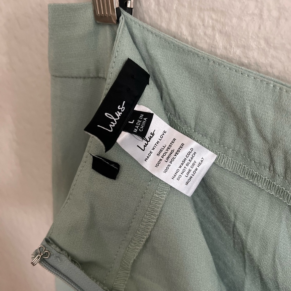 NWOT Sage Green High Waisted Slit Front Pants - Picture 6 of 7